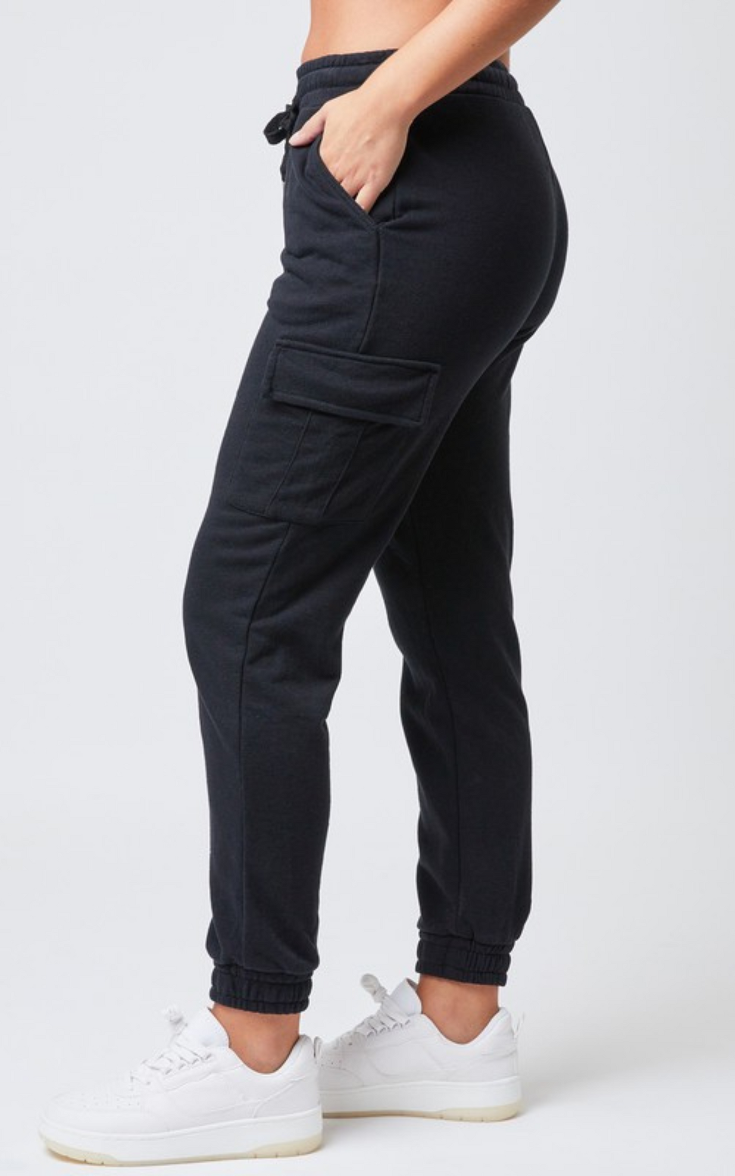 Elastic Waistband Knit Cargo Jogger | YMI - Final Sale