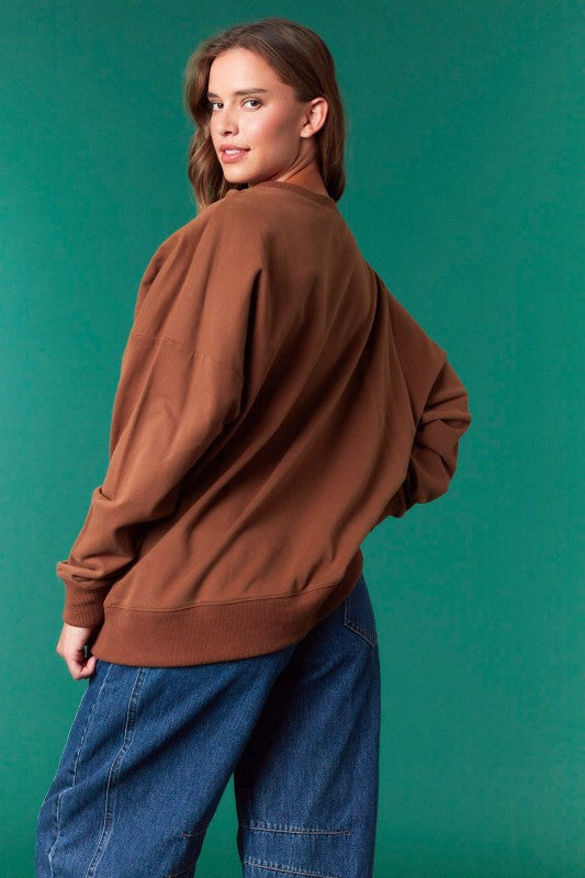 Sequin Gingerbread Hat Oversized Sweatshirt