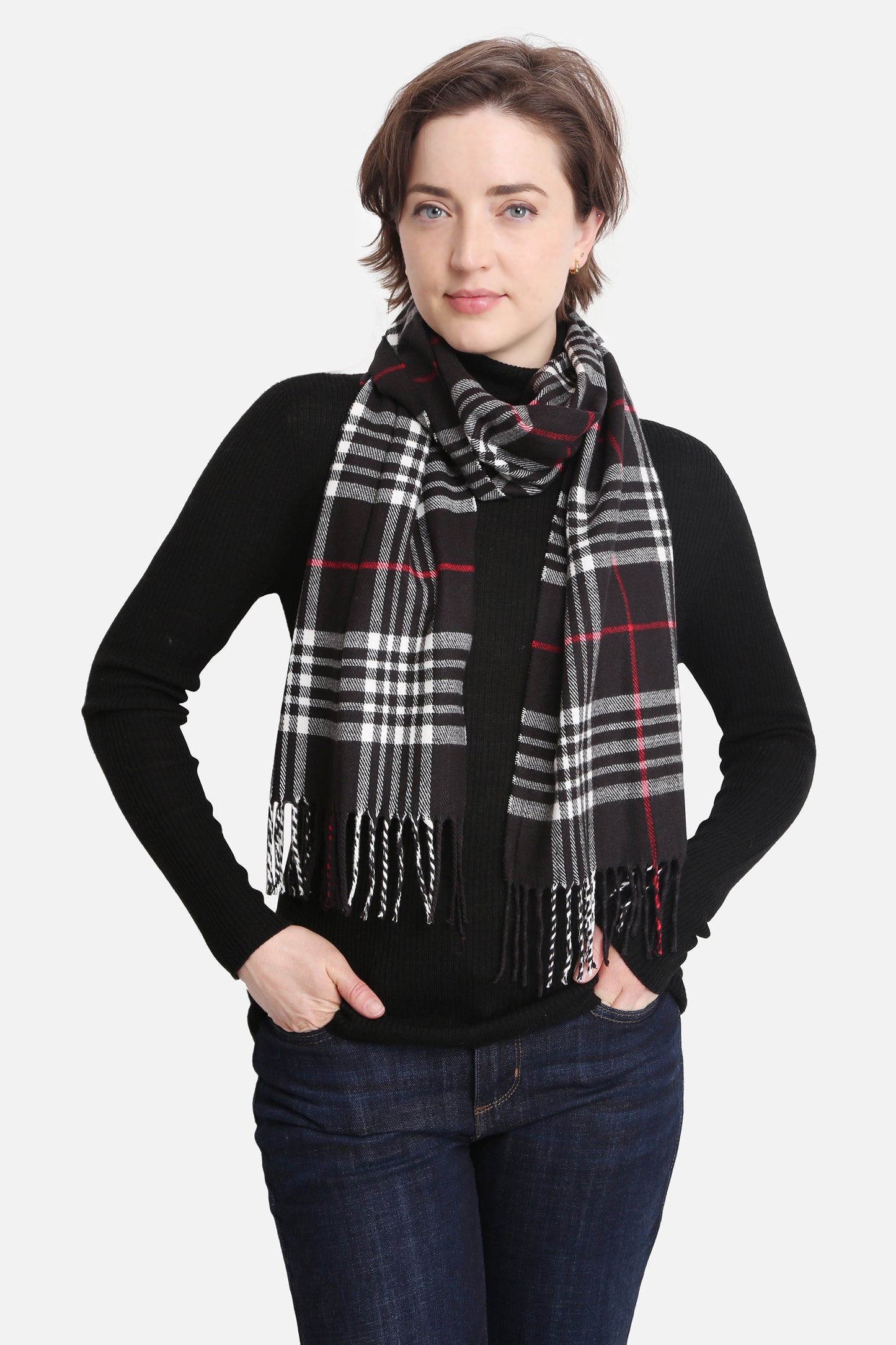 Plaid Pattern Cashmere Oblong Scarf ** DEAL-COUPON EXCLUDED