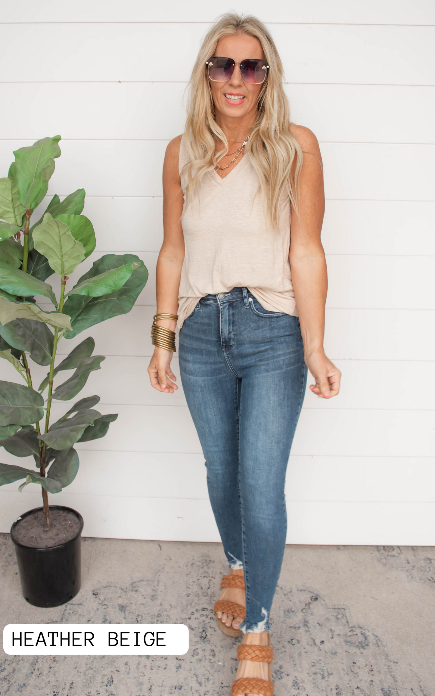 HEATHER BEIGE SLEEVELESS TOP 