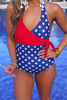 Liberty Wave Halter Swimsuit, Red/Blue - Final Sale
