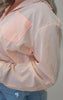 Tangerine Stripe Cotton Blend Button Up Blouse Top - Final Sale
