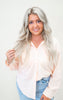 Tangerine Stripe Cotton Blend Button Up Blouse Top - Final Sale