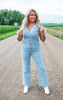 Sleeveless Denim Knit Jumpsuit