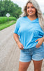 Two Tone Waffle V-Neck Dolman Sleeve Top - DEAL