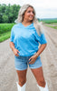 Two Tone Waffle V-Neck Dolman Sleeve Top - DEAL
