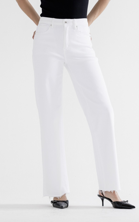 MICA | Alabaster High Rise Wide Leg w/ Raw Hem Denim Jeans - Final Sale