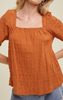 Amber Textured Balloon Sleeve Top