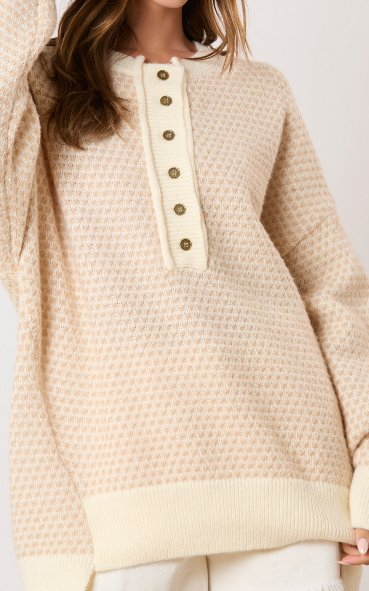 Point Knitting Loose Fit Oversized Sweater