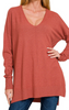 August Breeze Hi Low V-Neck Sweater