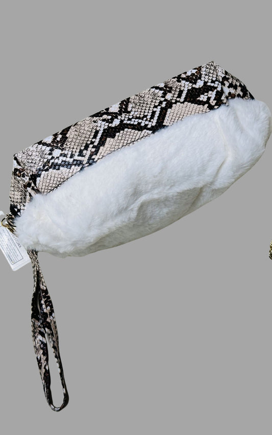 Faux Leather & Fur wristlet