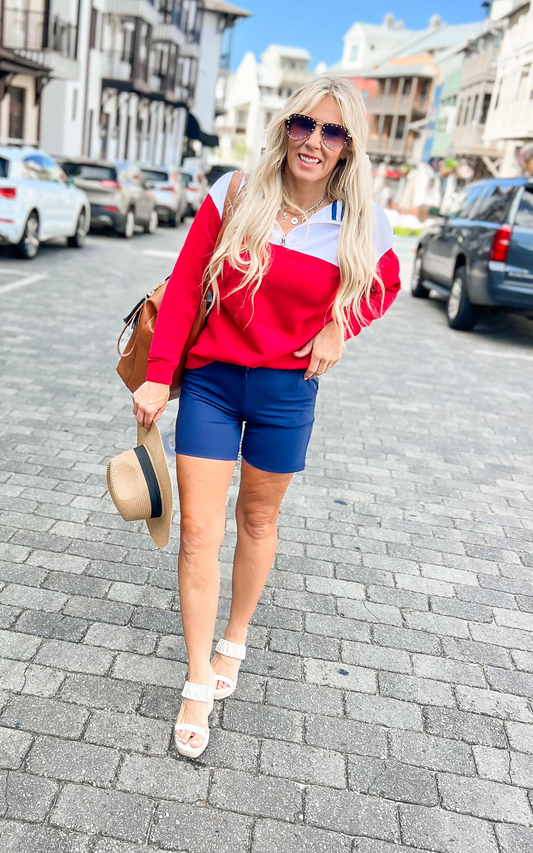 Red Colorblock Zip Sweatshirt by Salty Wave *DEAL-FINAL SALE