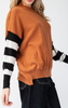 August Mornings Stripe Sleeve Mock Neck Sweater Top