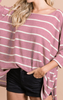 Mauve Striped Hacci Knit Top