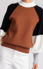Terracotta Colorblock Mock Neck Sweater Top