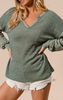 Vintage Olive Hacci Knit Balloon Sleeve Top * -Final Sale