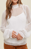 Ivory Lace Mock Neck Balloon Sleeve Top