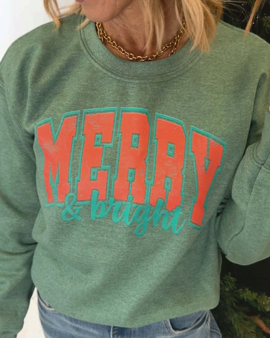 Merry & Bright Crewneck Graphic Sweatshirt
