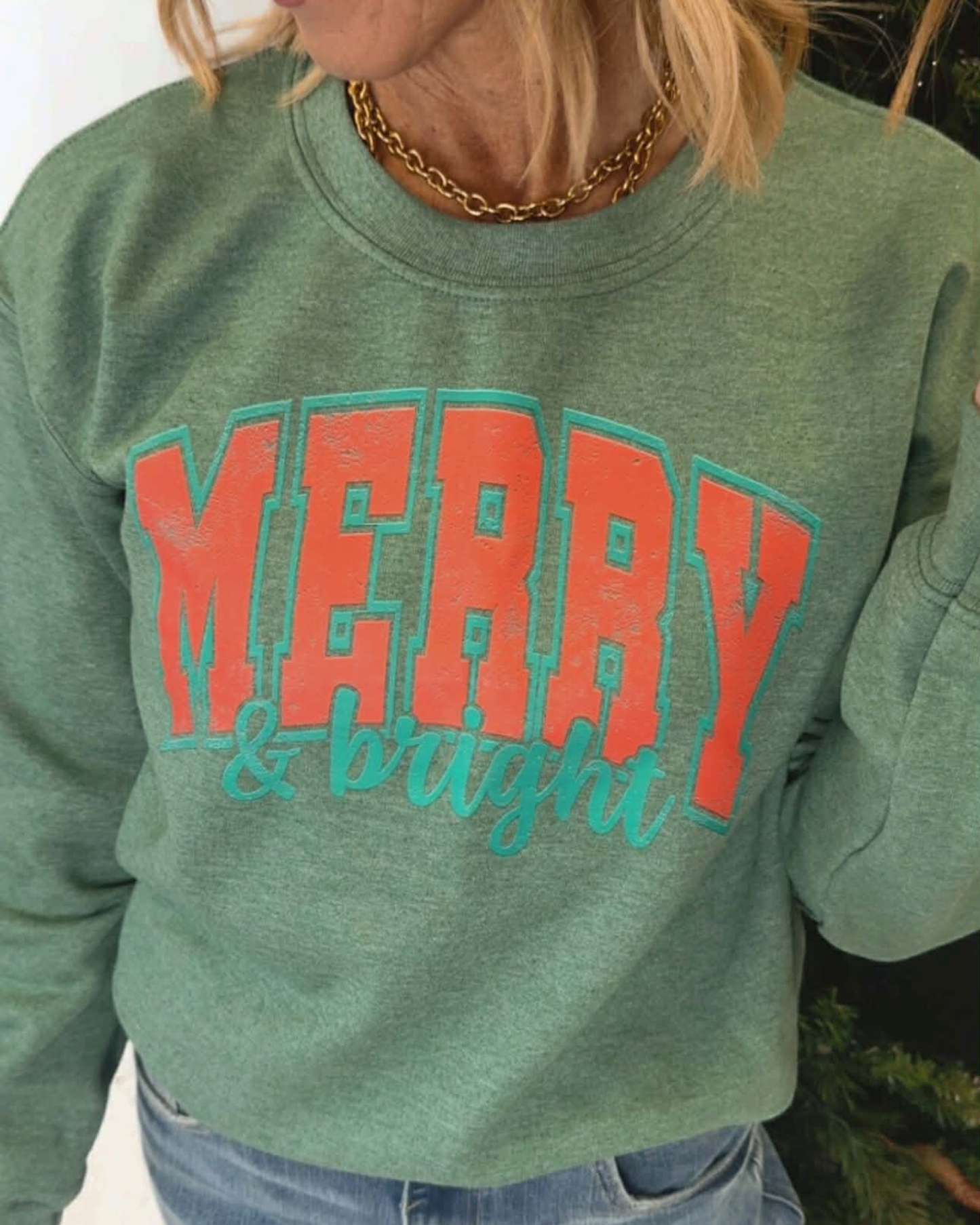 Merry & Bright Crewneck Graphic Sweatshirt