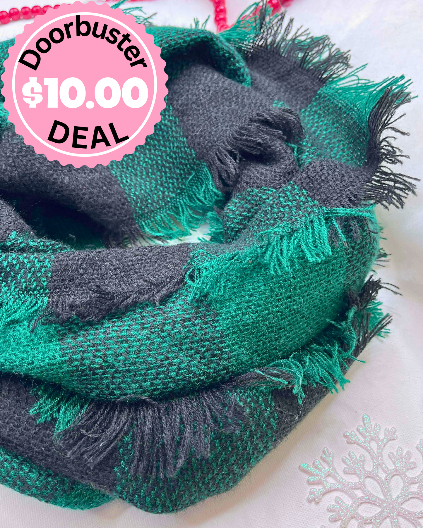 Hunter Green & Black Plaid Scarf - DEAL