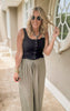 Basic scoop neck black tank with ribbed texture and silver snap closures
