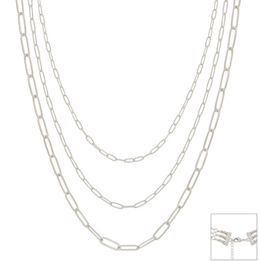 Triple Layered Silver Snake Chain Multi Way 16"-18"