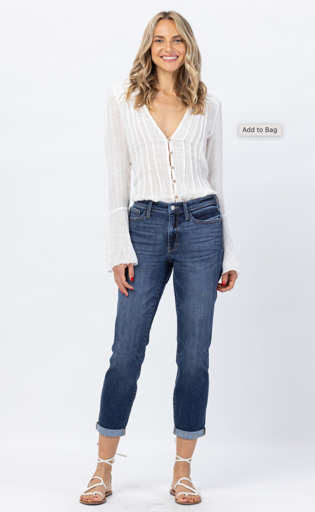 Judy Blue MidRise Cuffed Boyfriend Denim Jeans - Final Sale