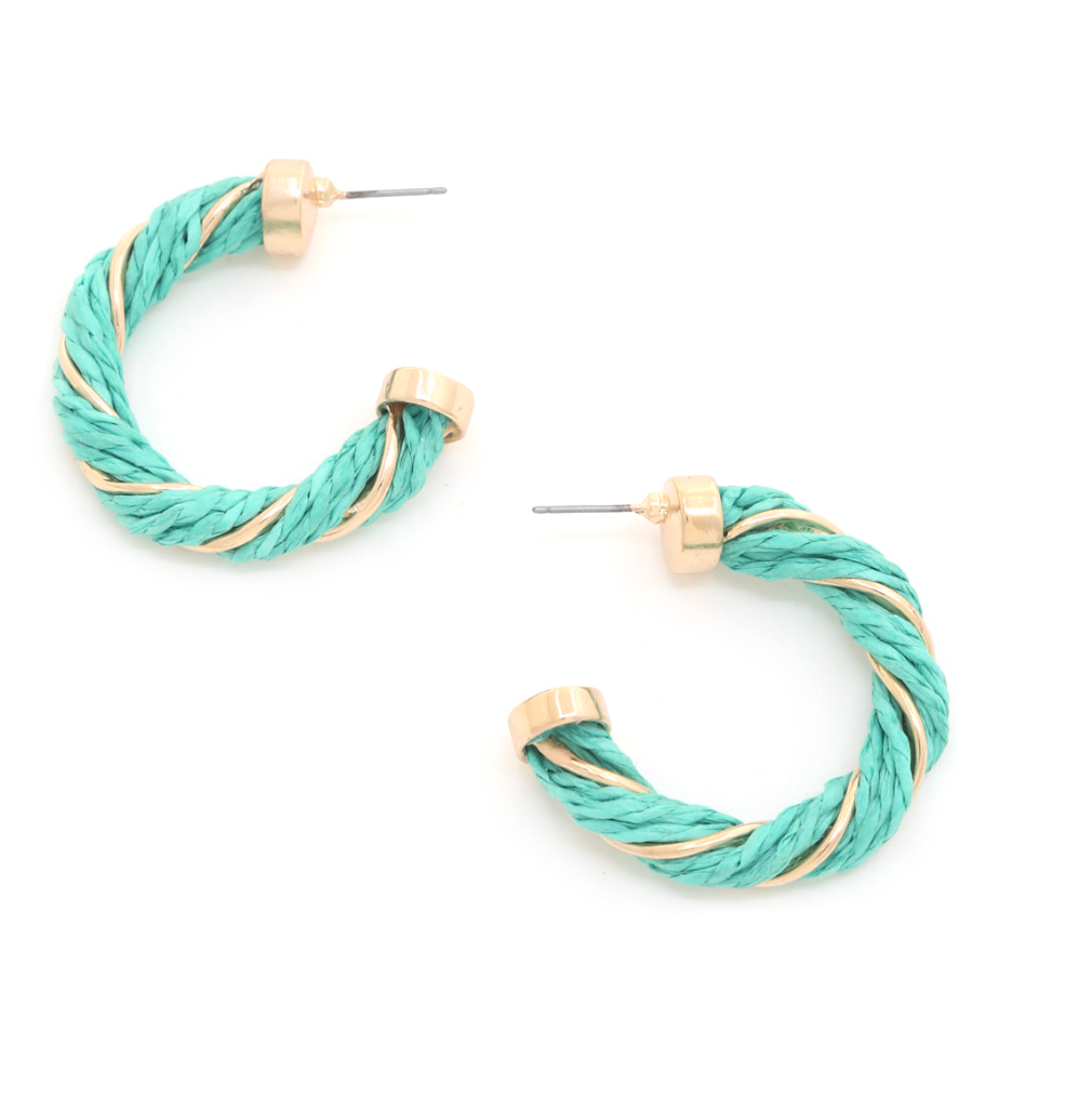 Twisted Raffia Braided Open Hoop Earrings - Final Sale