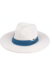 White CC Panama Hat w/ Denim Color Band