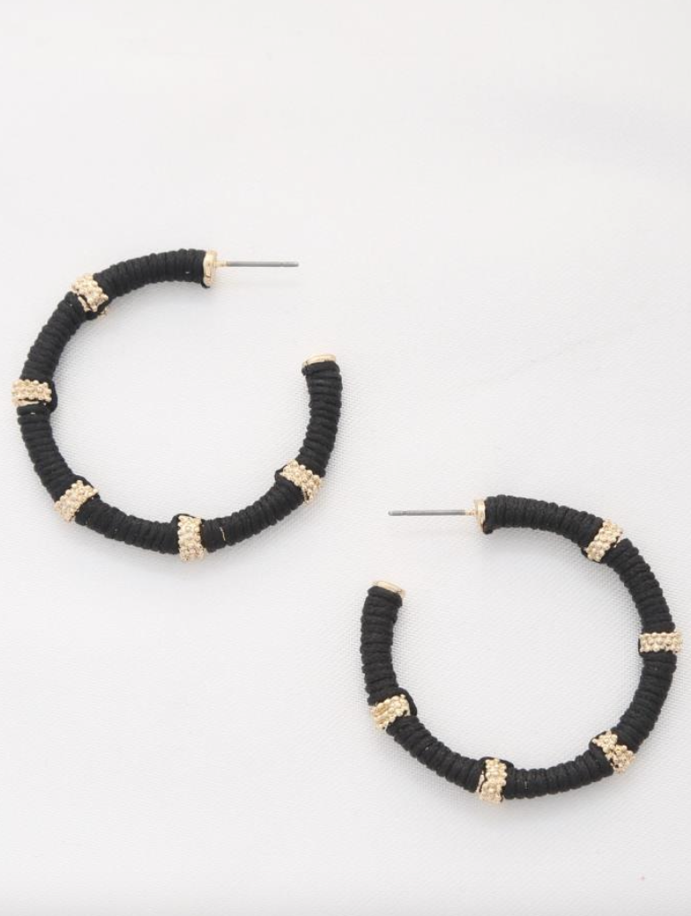 THREAD WRAPPED OPEN CIRCLE EARRING - Final Sale