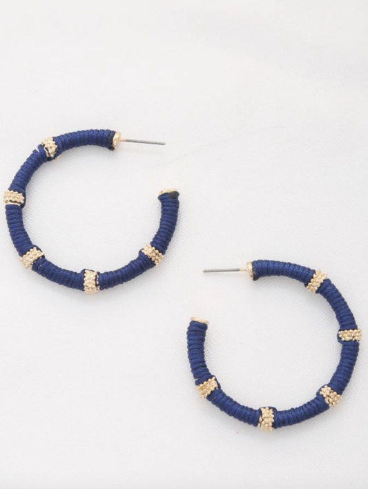 THREAD WRAPPED OPEN CIRCLE EARRING - Final Sale