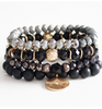 CRYSTAL WOOD BEAD STRETCH BRACELET SET