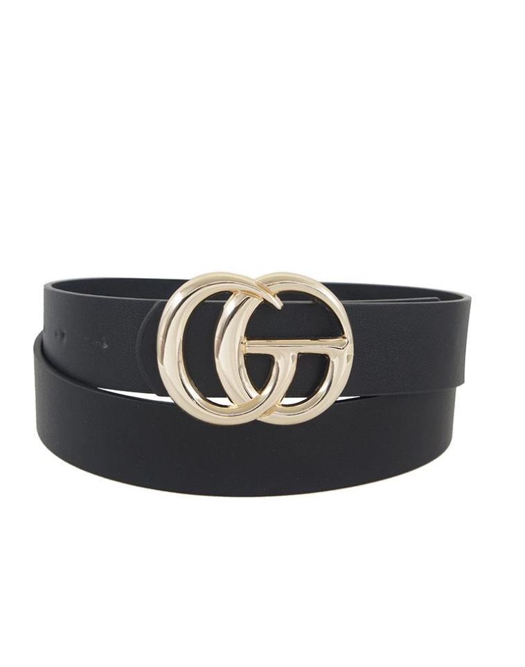 Black Trendy Letter Buckle Belt 