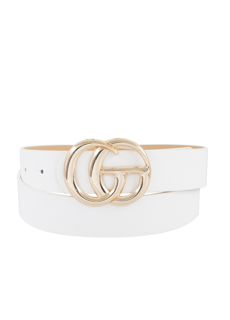 White Trendy Letter Buckle Belt 