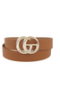 cognac Trendy Letter Buckle Belt 