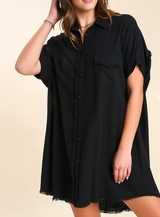 Linen Shirt Dress - Black | FINAL SALE