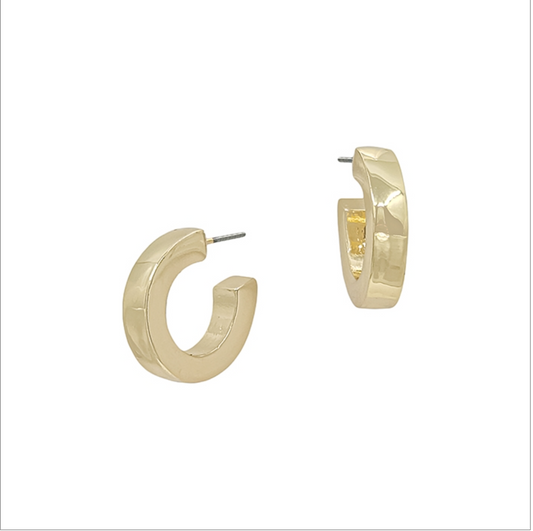 Thick Textured Huggie Hoop Gold Earrings - Final Sale