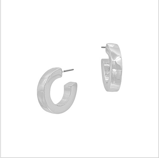 Thick Textured Huggie Hoop Silver Earrings - Final Sale