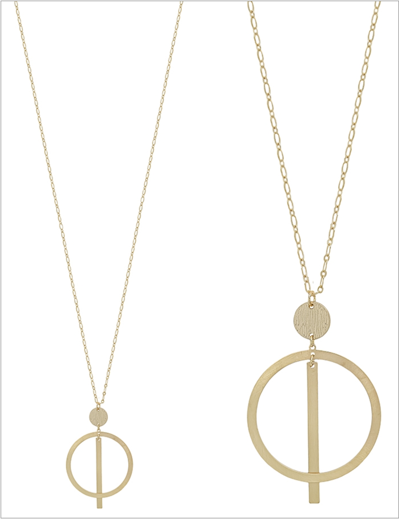 Matte Gold Open Circle with Bar 32" Necklace