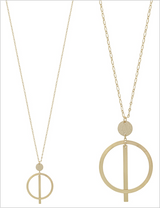 Matte Gold Open Circle with Bar 32" Necklace