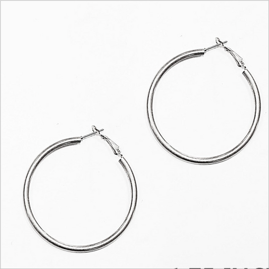 Worn Silver 2.5" Hoop Earrings