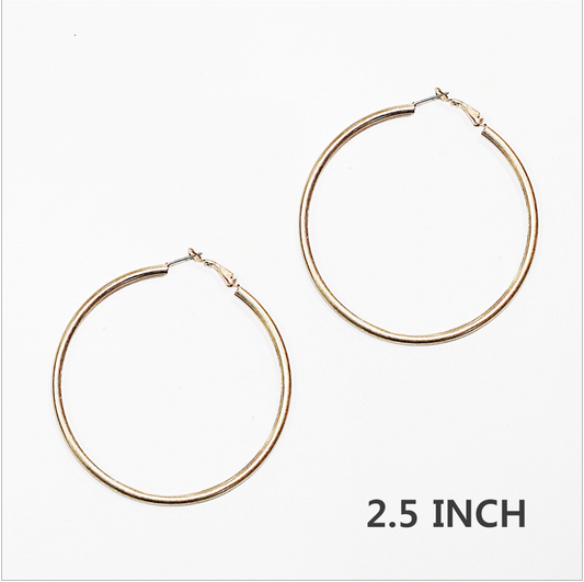 Worn Gold 2.5" Hoop Earrings