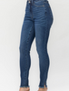 High Waist Tummy Control Side Slit & Fray Hem Skinny Denim Jean | Judy Blue