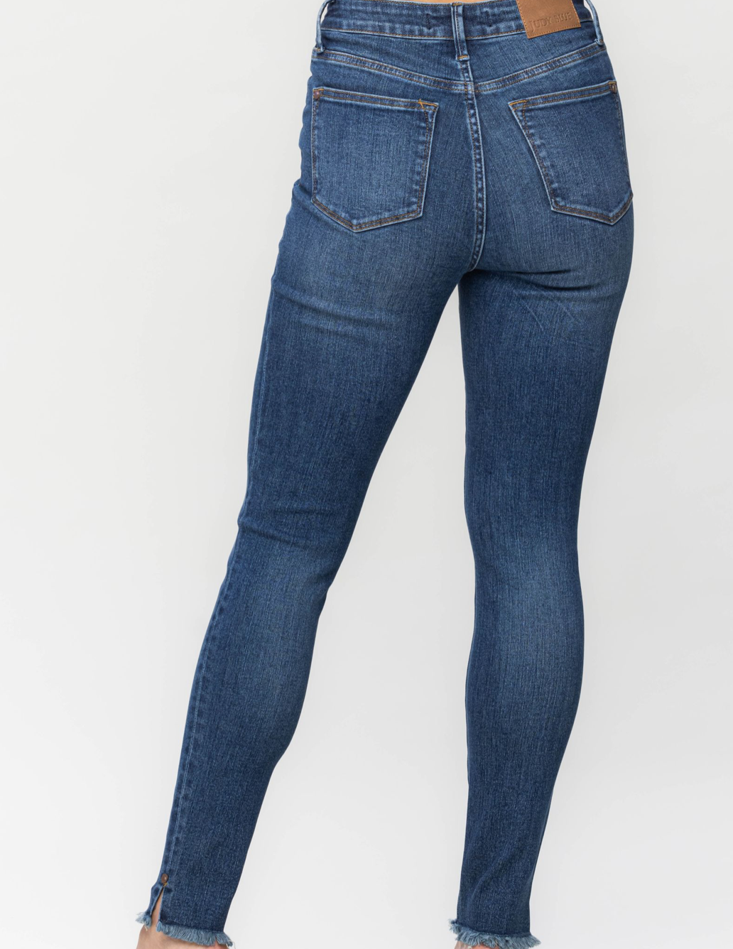 High Waist Tummy Control Side Slit & Fray Hem Skinny Denim Jean | Judy Blue