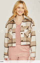 All That You Are Plaid Button Up Jacket - Camel