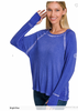 Washed Thumb Hole Long Sleeve Tops 