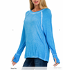 Washed Thumb Hole Long Sleeve Tops 