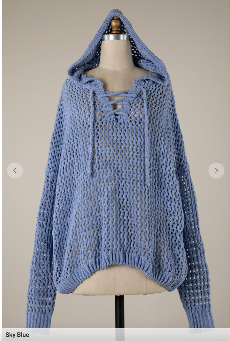 Lace Open Up Crochet Chenille Sweater Hoodie - Final Sale