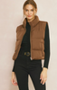 Cropped Puffer Vest - Chocolate