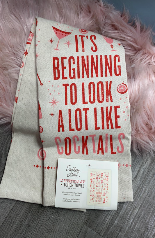 It's Beginning to Look Alot Like Cocktails Kitchen Towel